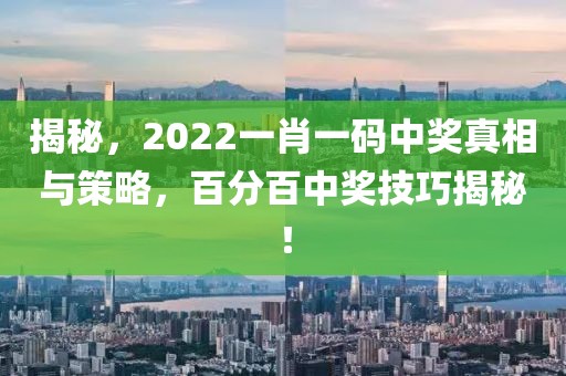 揭秘，2022一肖一码中奖真相与策略，百分百中奖技巧揭秘！