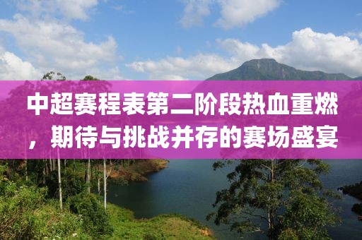 中超赛程表第二阶段热血重燃，期待与挑战并存的赛场盛宴